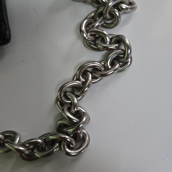 Calvin Klein Minimal Monogram Chain Strap Wallet Black Silver Chain Designer - Picture 5 of 5